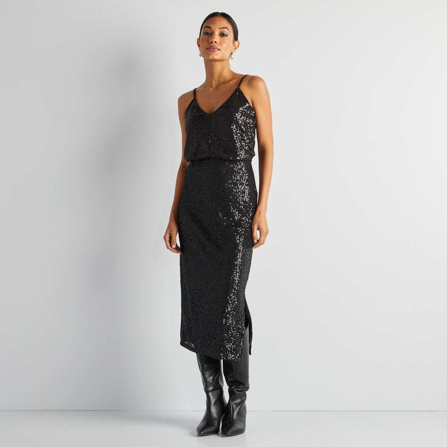 Top de fêtes en sequins noir