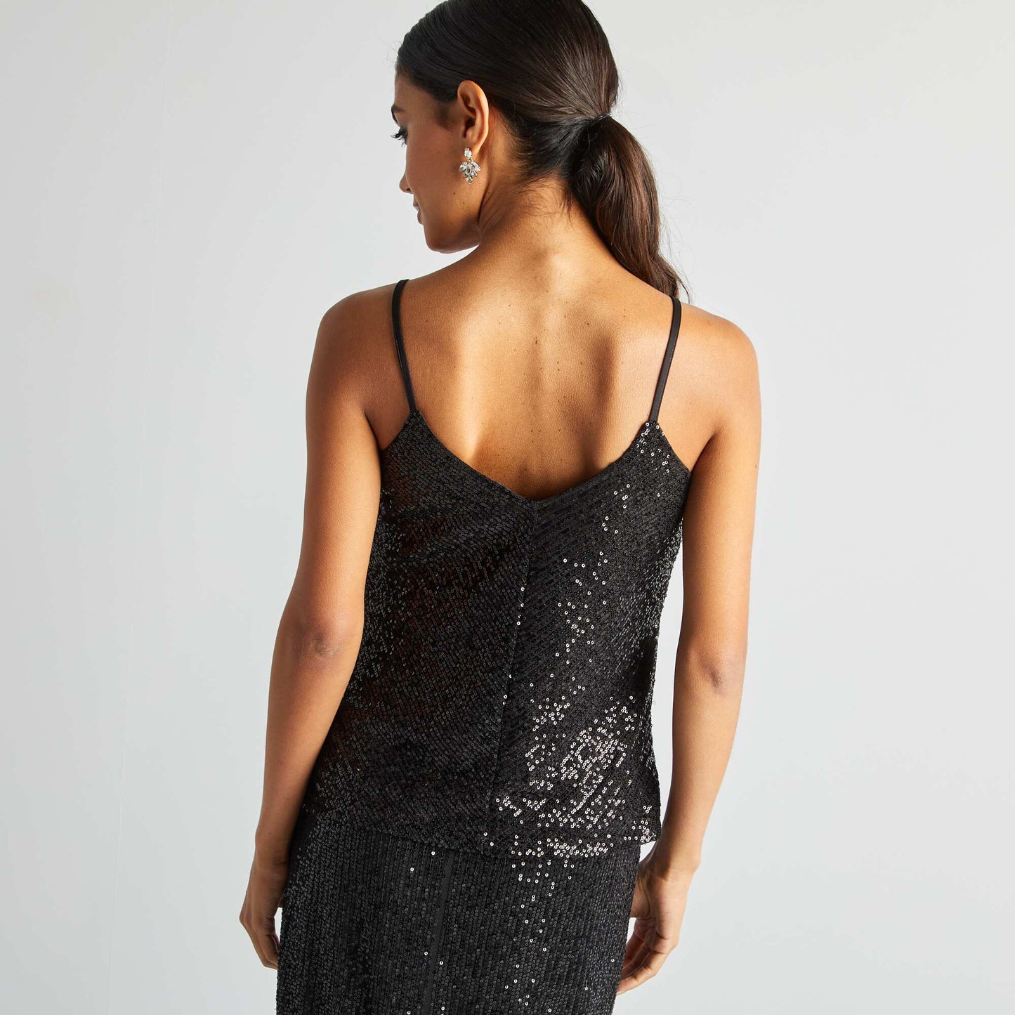 Top de fêtes en sequins noir