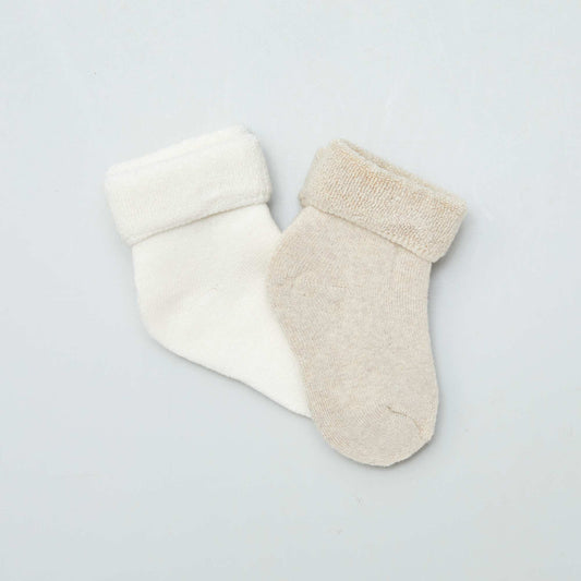 Lot de 2 paires de chaussettes de naissance Blanc