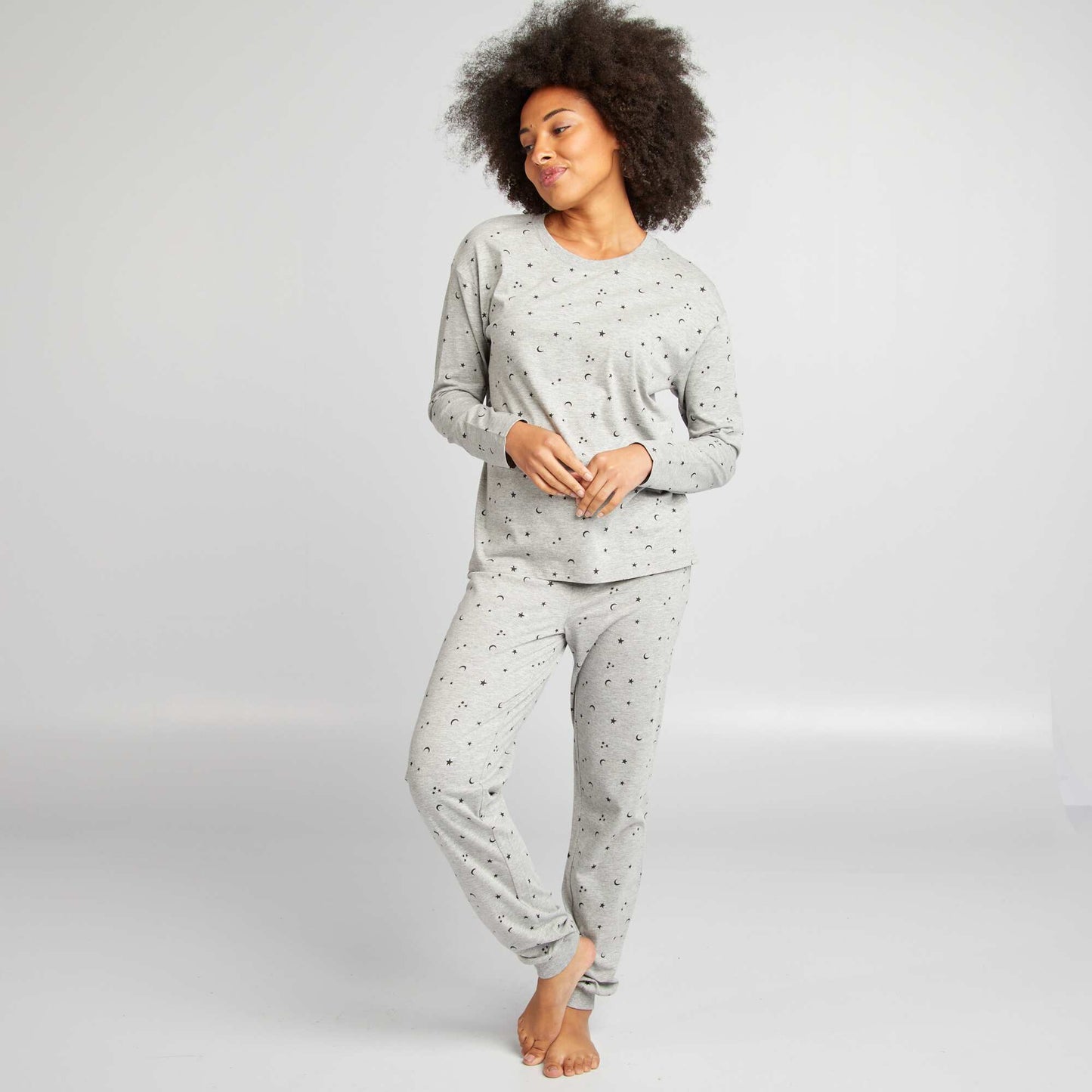 Ensemble pyjama tee-shirt + pantalon imprimé Gris