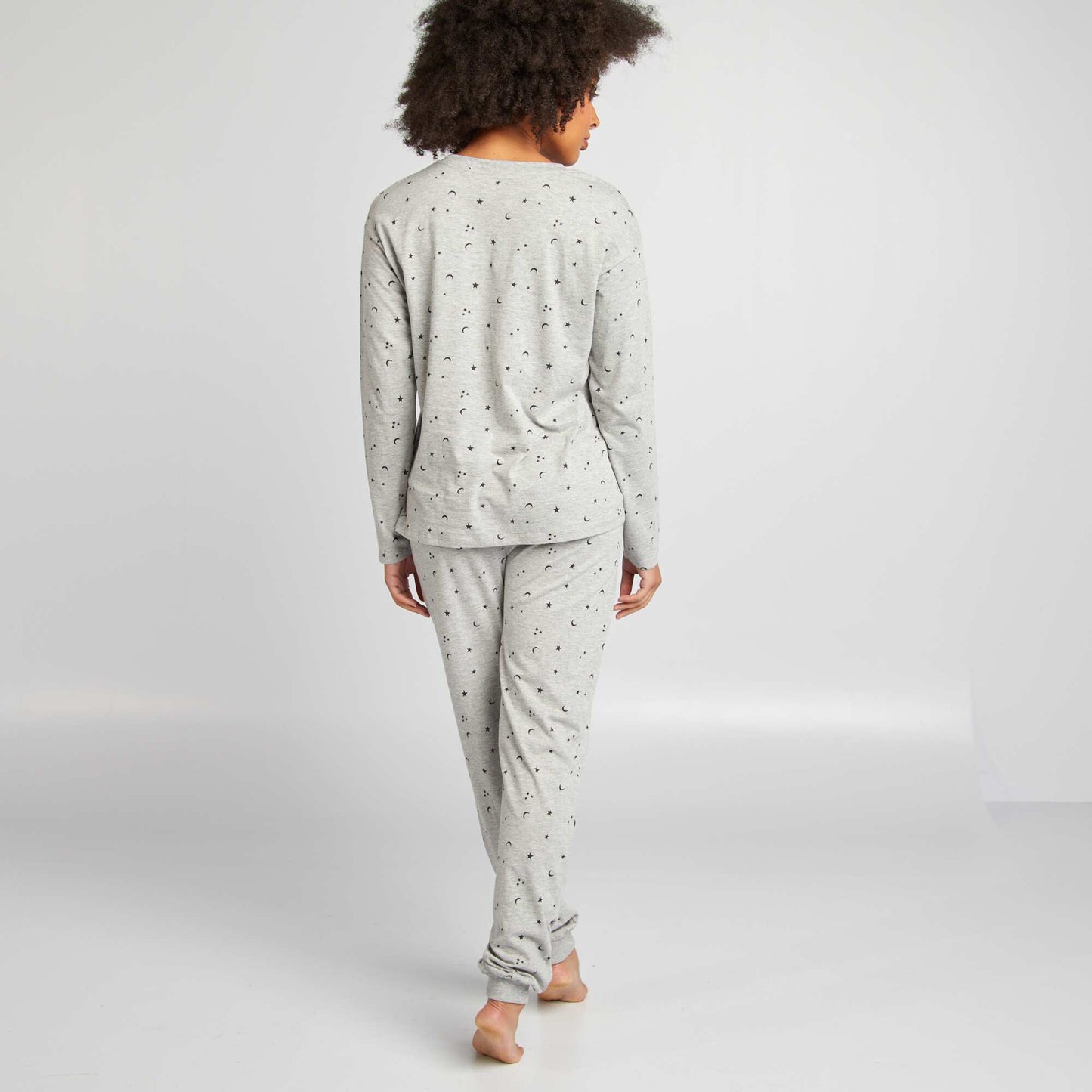 Ensemble pyjama tee-shirt + pantalon imprimé Gris