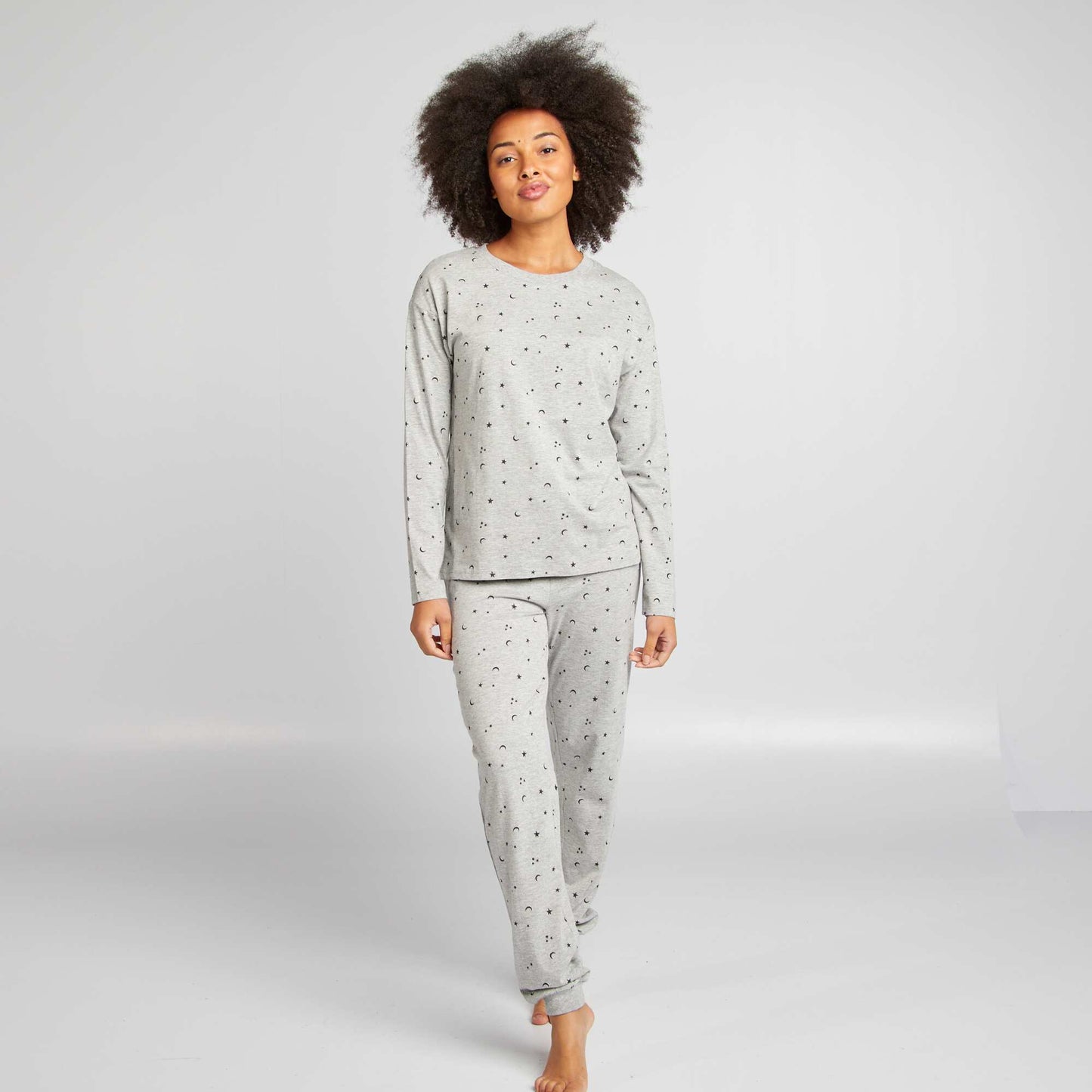 Ensemble pyjama tee-shirt + pantalon imprimé Gris