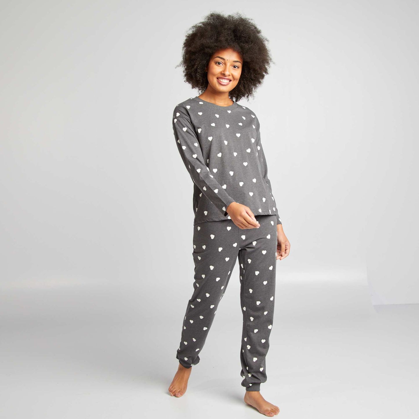 Ensemble pyjama tee-shirt + pantalon imprimé Gris foncé