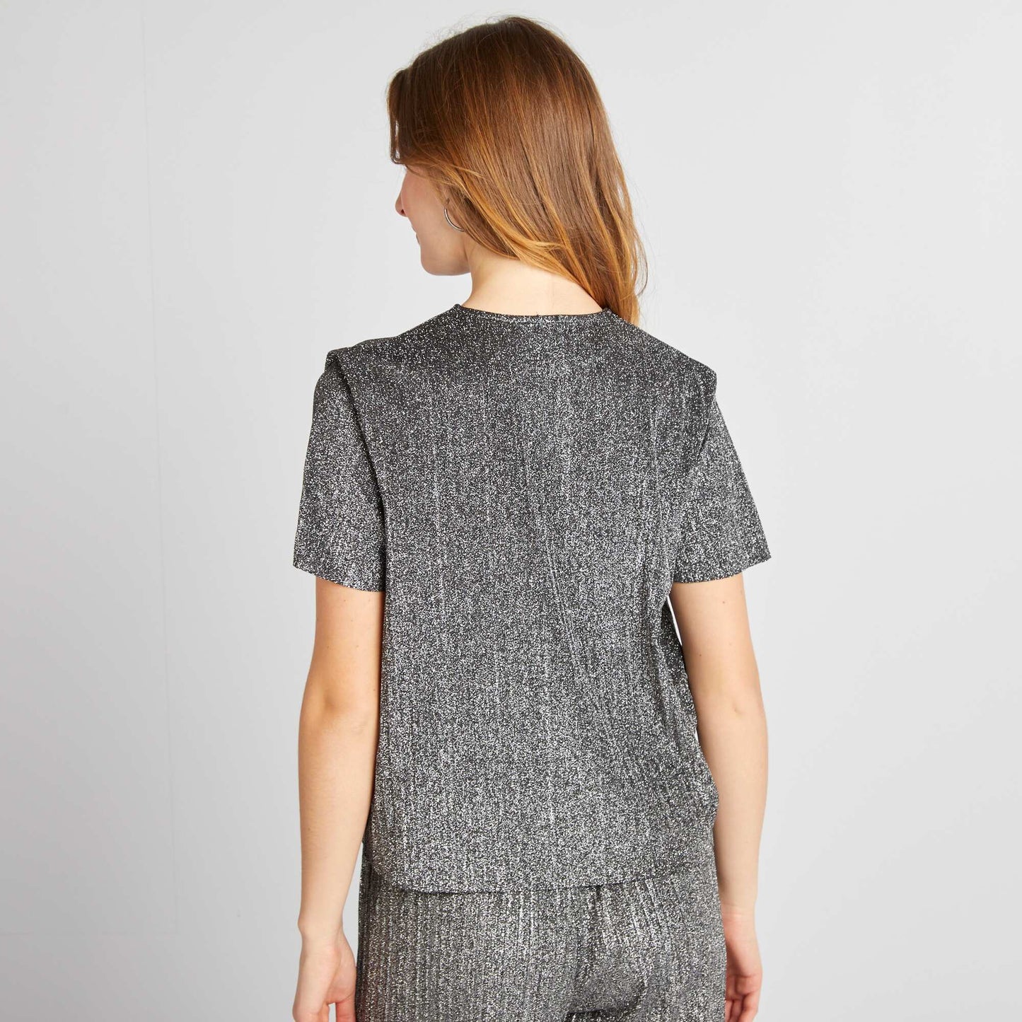 Tee-shirt large en maille bisou Gris