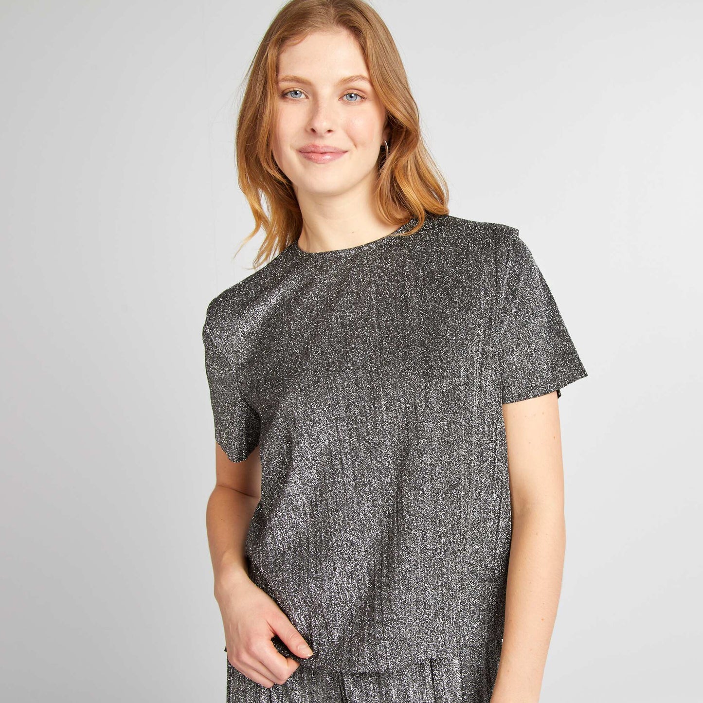 Tee-shirt large en maille bisou Gris