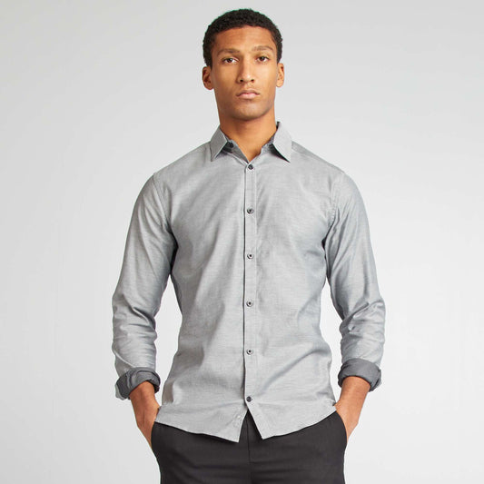 Chemise coupe droite à motif Gris