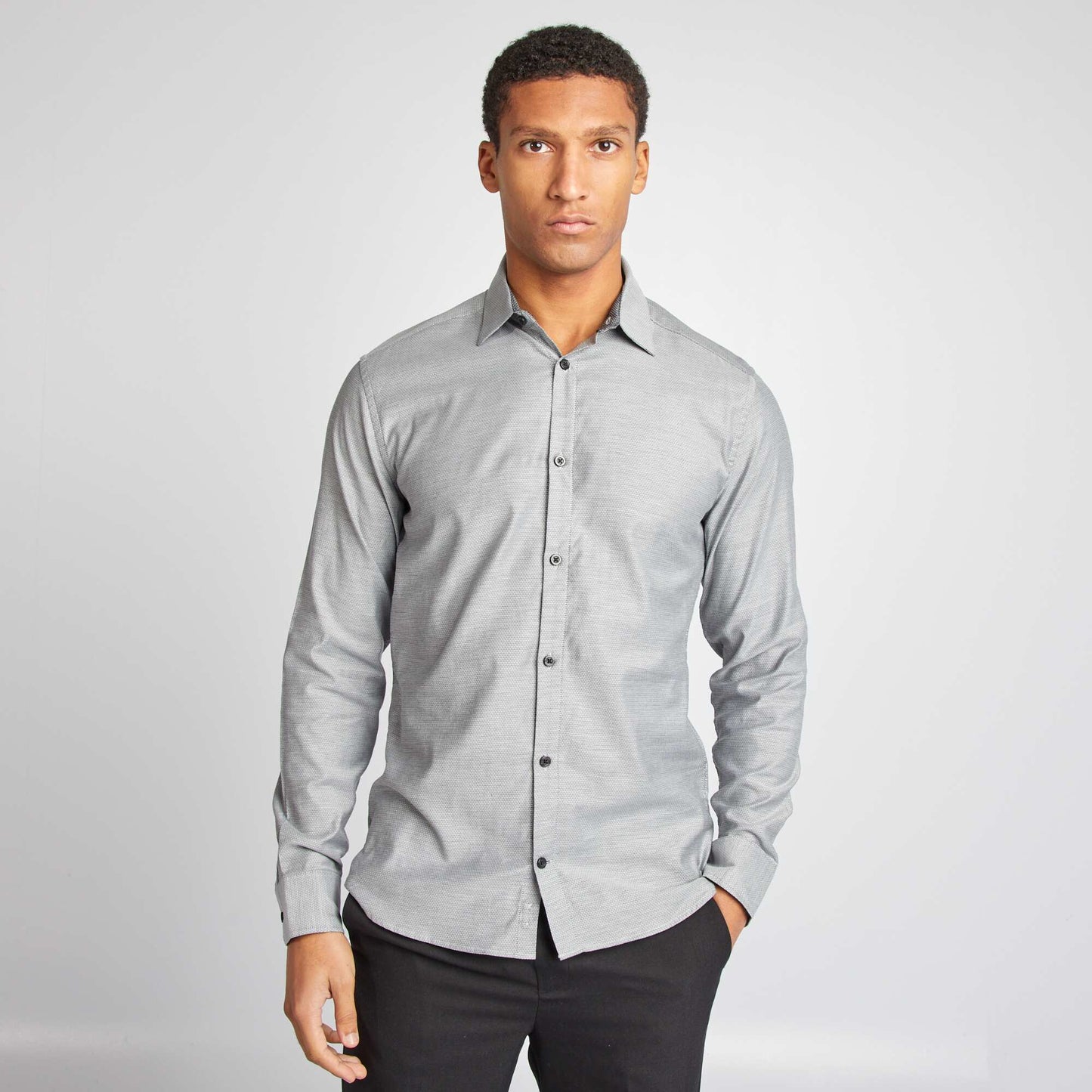 Chemise coupe droite à motif Gris