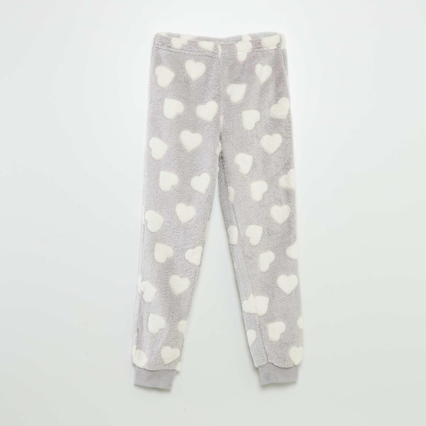 Pyjama chaud imprimé coeur - 2 pièces Gris/blanc