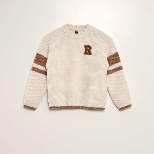 Pull en maille épaisse à col rond Beige