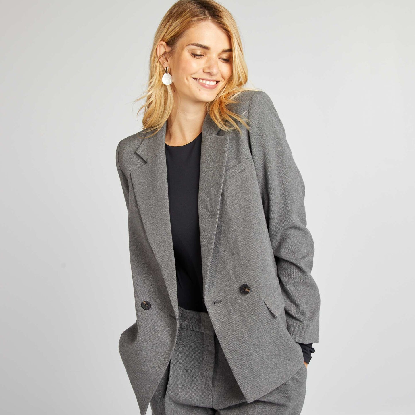 Veste blazer en flanelle Gris