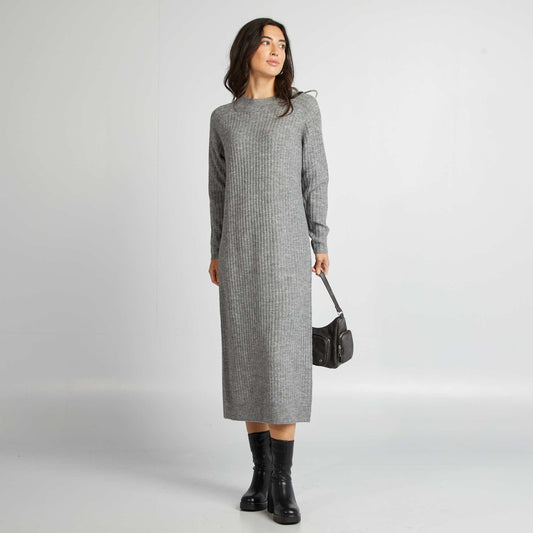 Robe pull coupe midi Gris