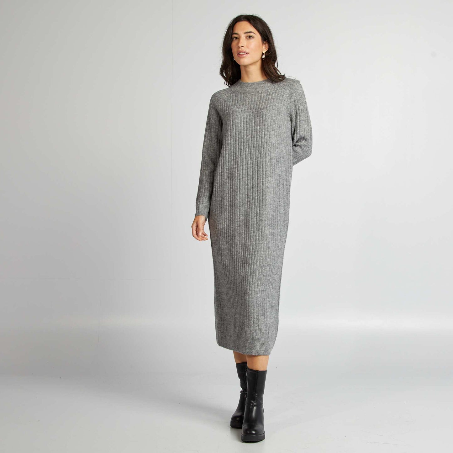 Robe pull coupe midi Gris