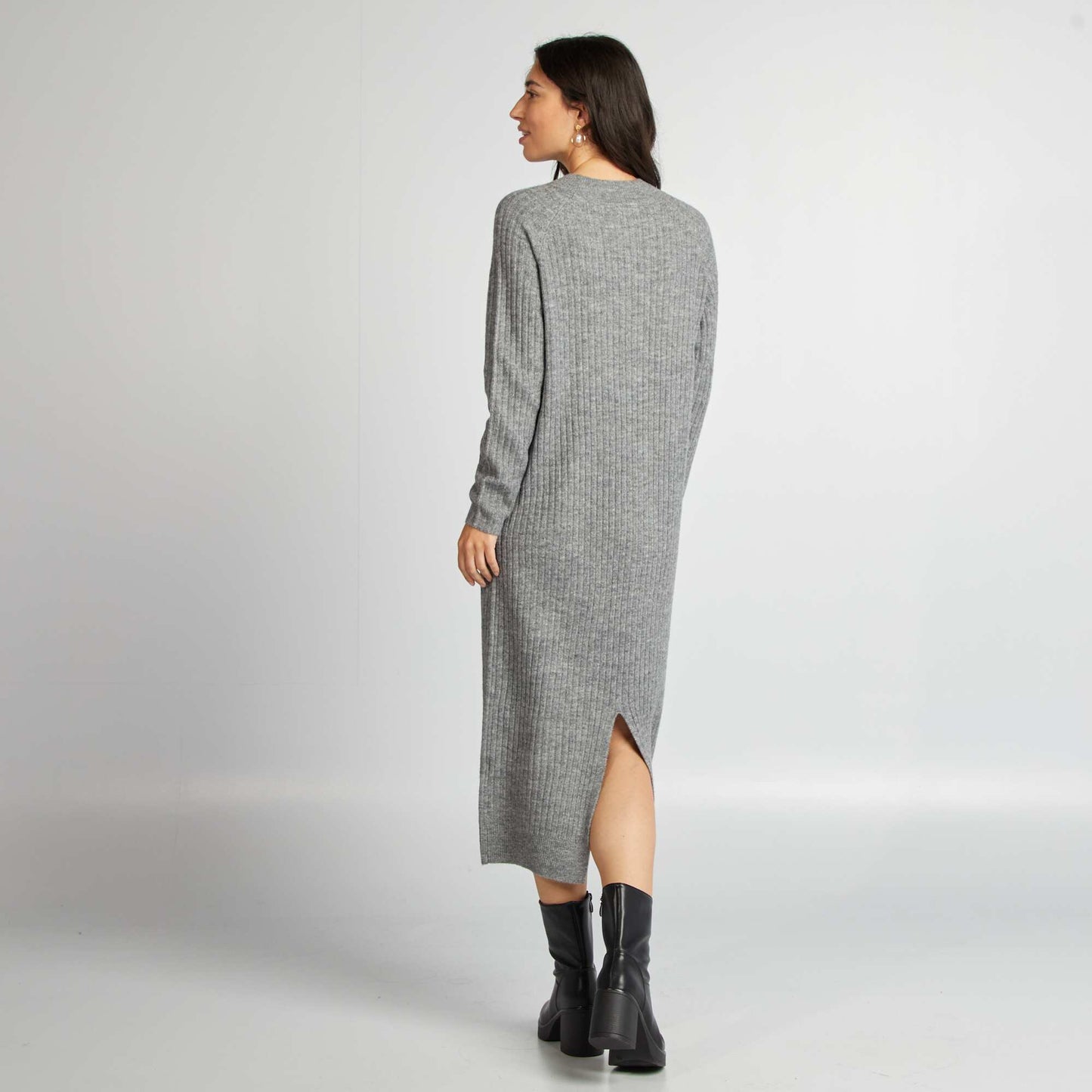 Robe pull coupe midi Gris