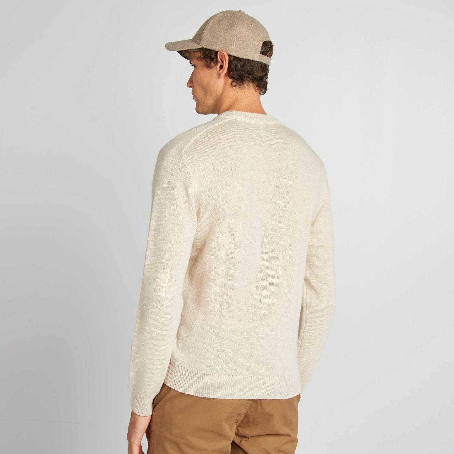 Pull en laine à col rond Beige