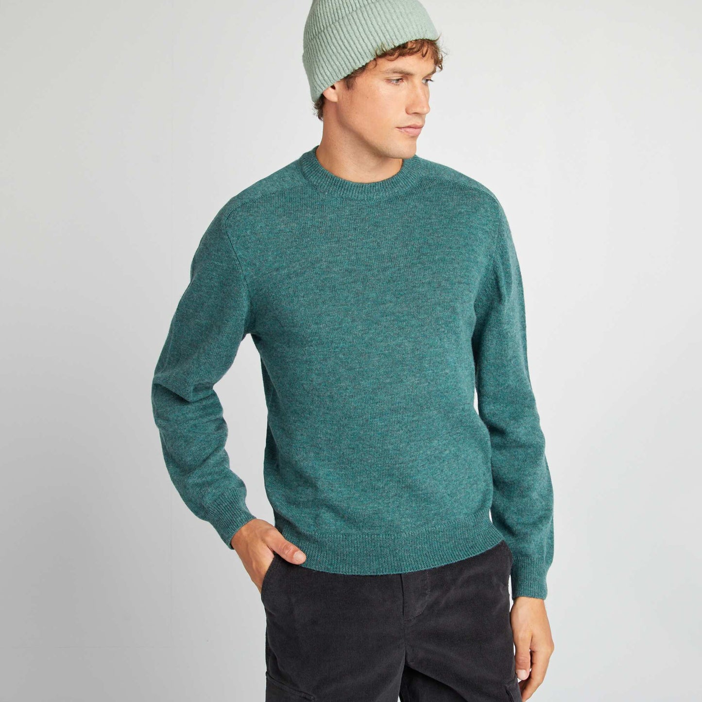 Pull en laine à col rond Vert