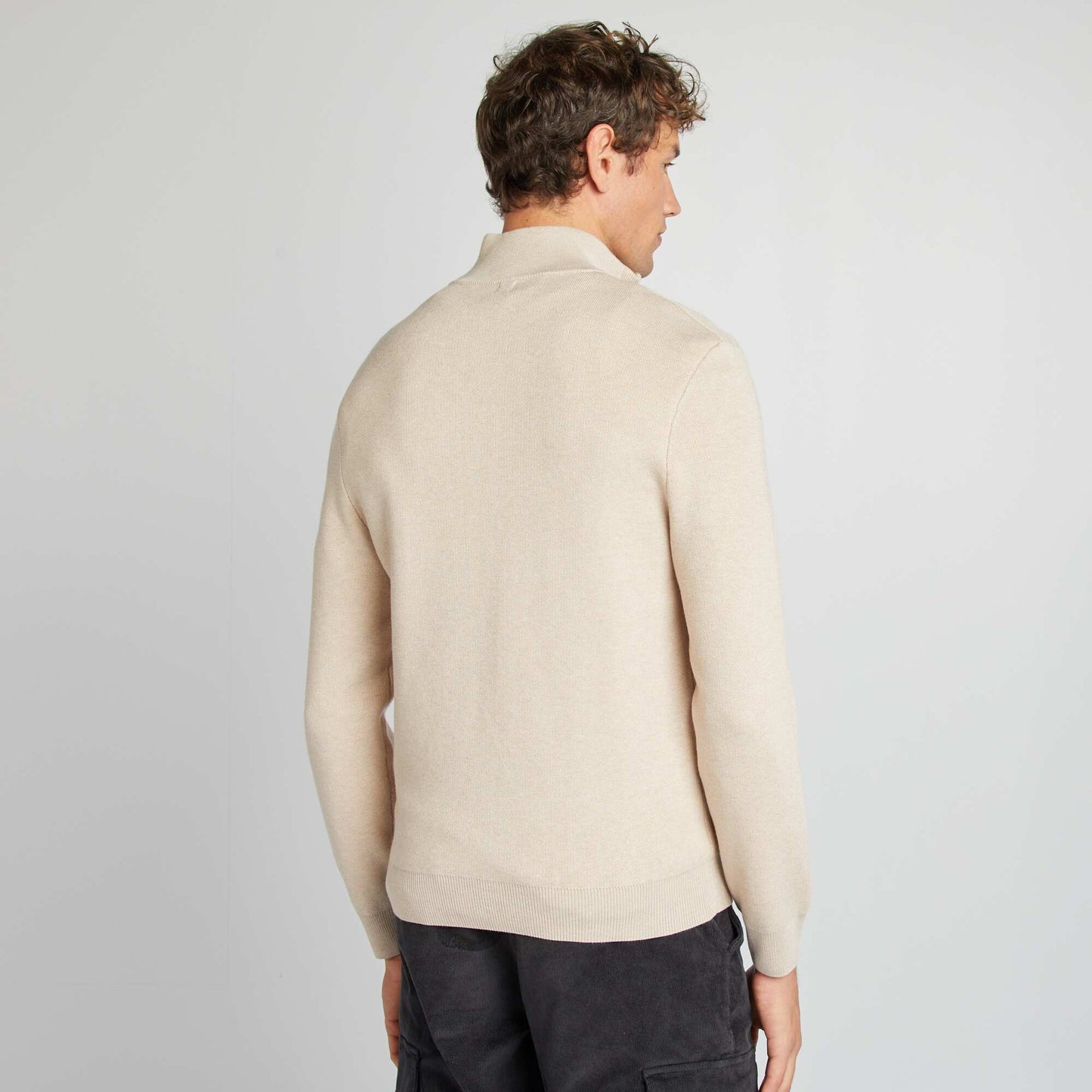 Pull uni col camionneur Beige