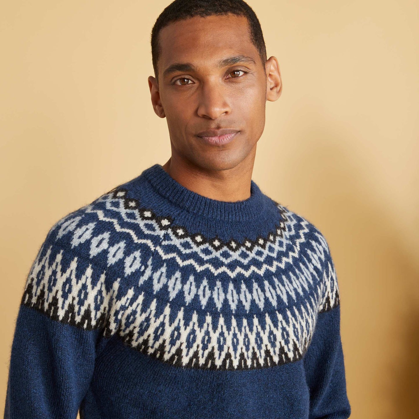 Pull maille jacquard Bleu marine