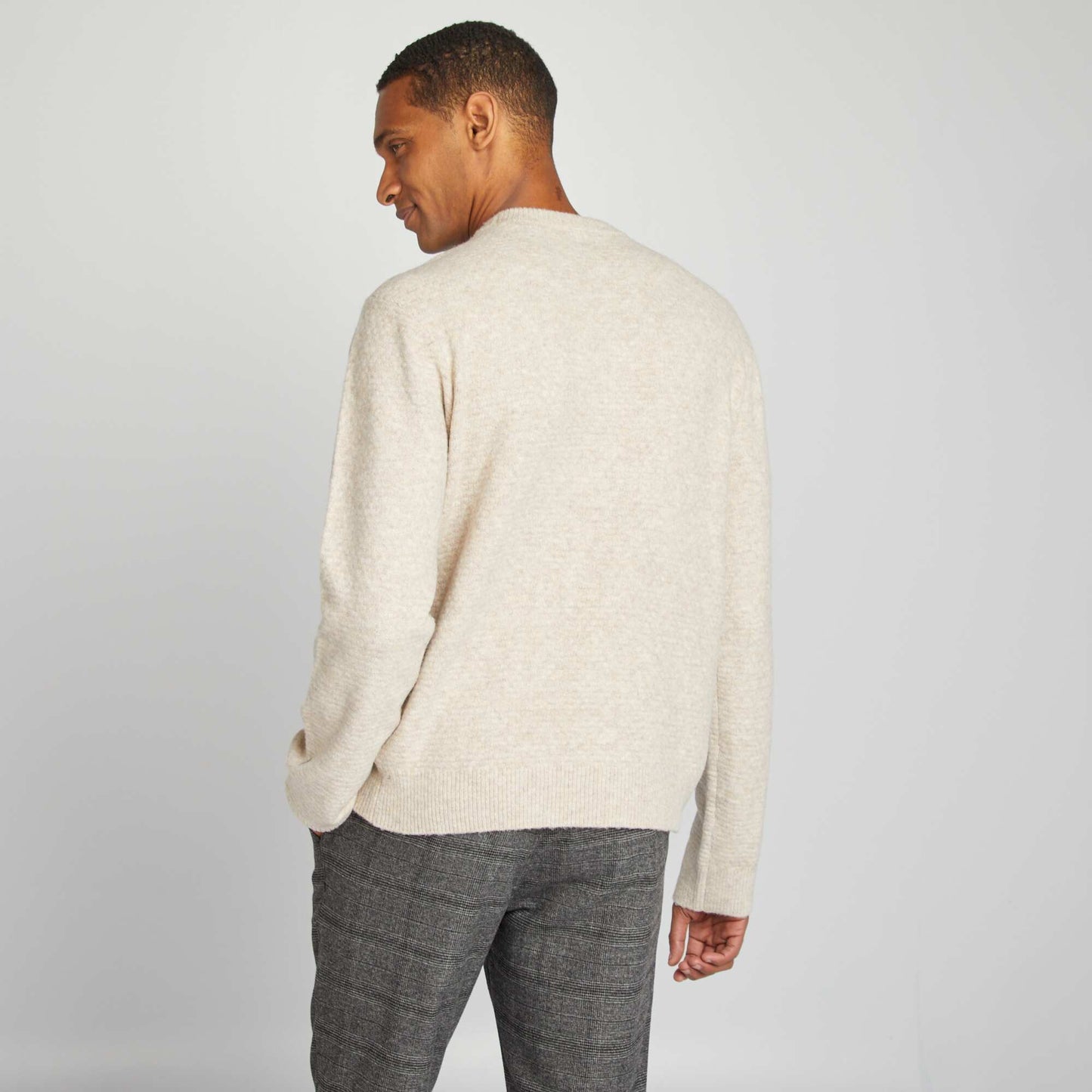 Pull en maille à col rond Beige