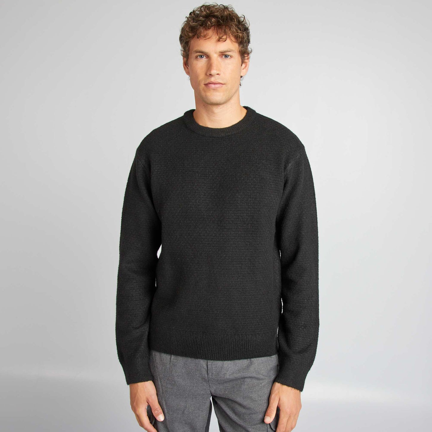 Pull en maille à col rond noir