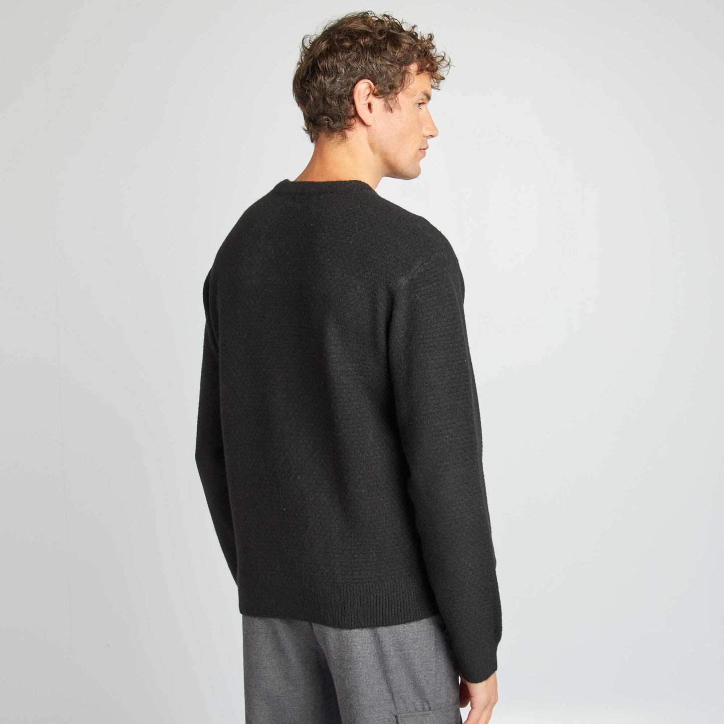 Pull en maille à col rond noir