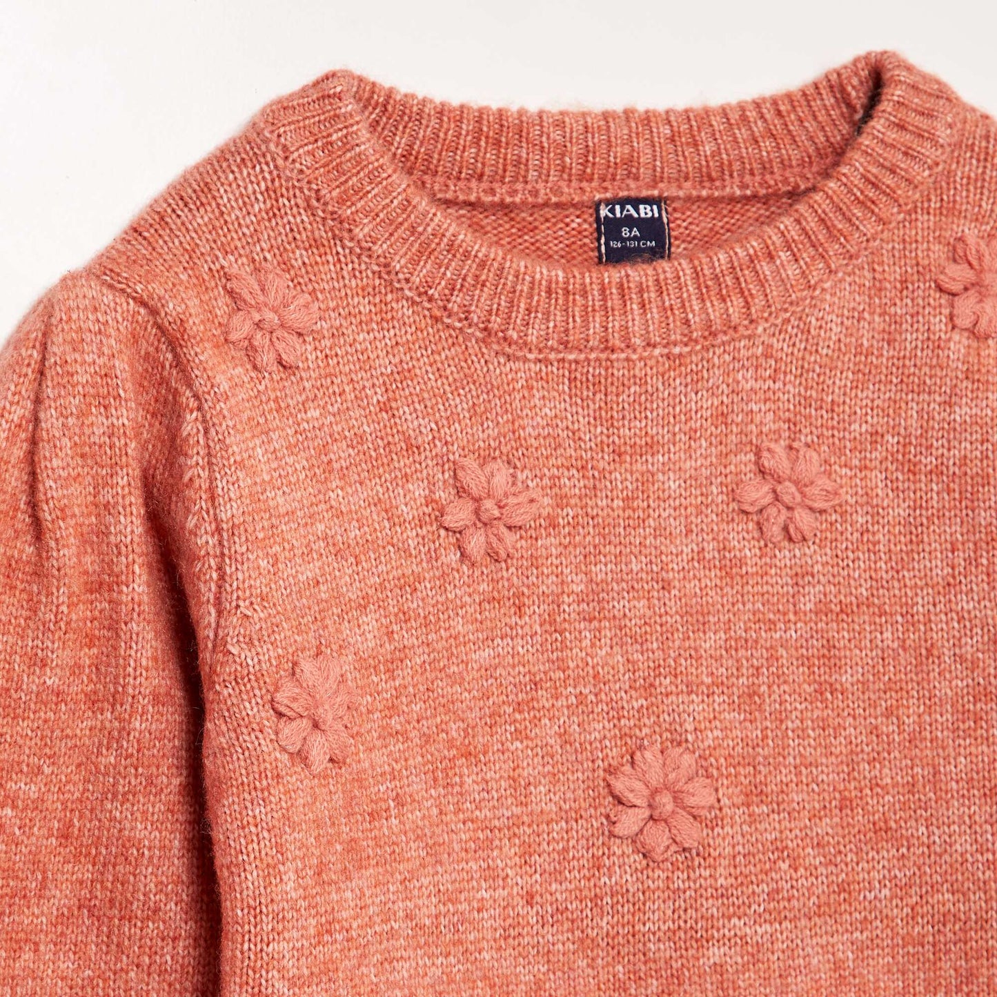 Robe pull avec broderies fleurs Rose