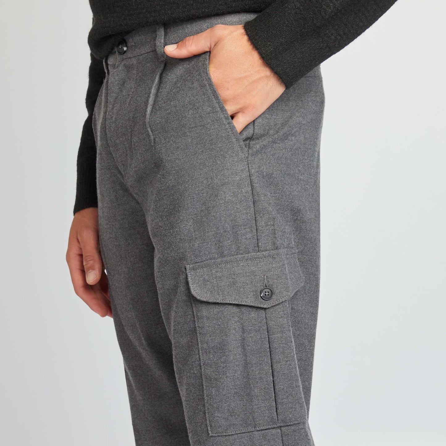 Pantalon fuselé en flanelle Gris clair