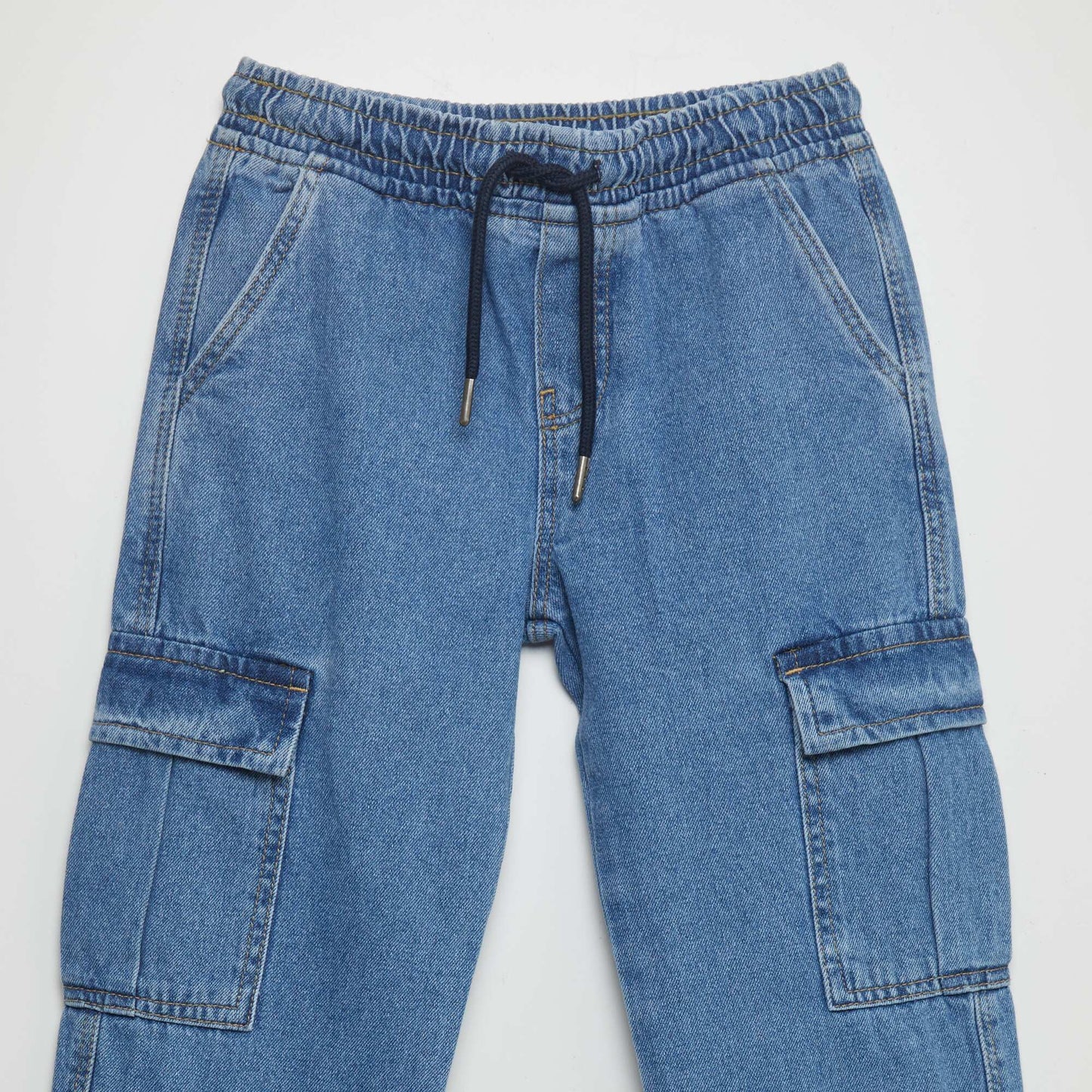 Pantalon denim multipoches Bleu