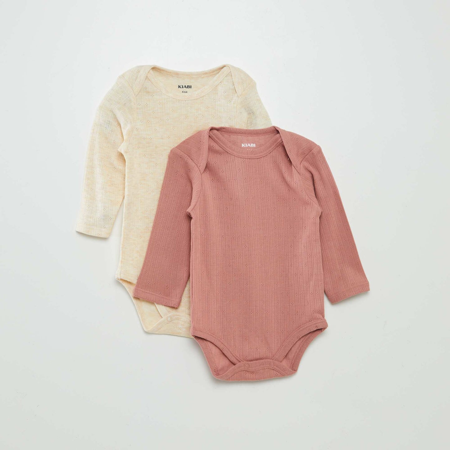 Lot de bodies en maille pointelle Beige/rose