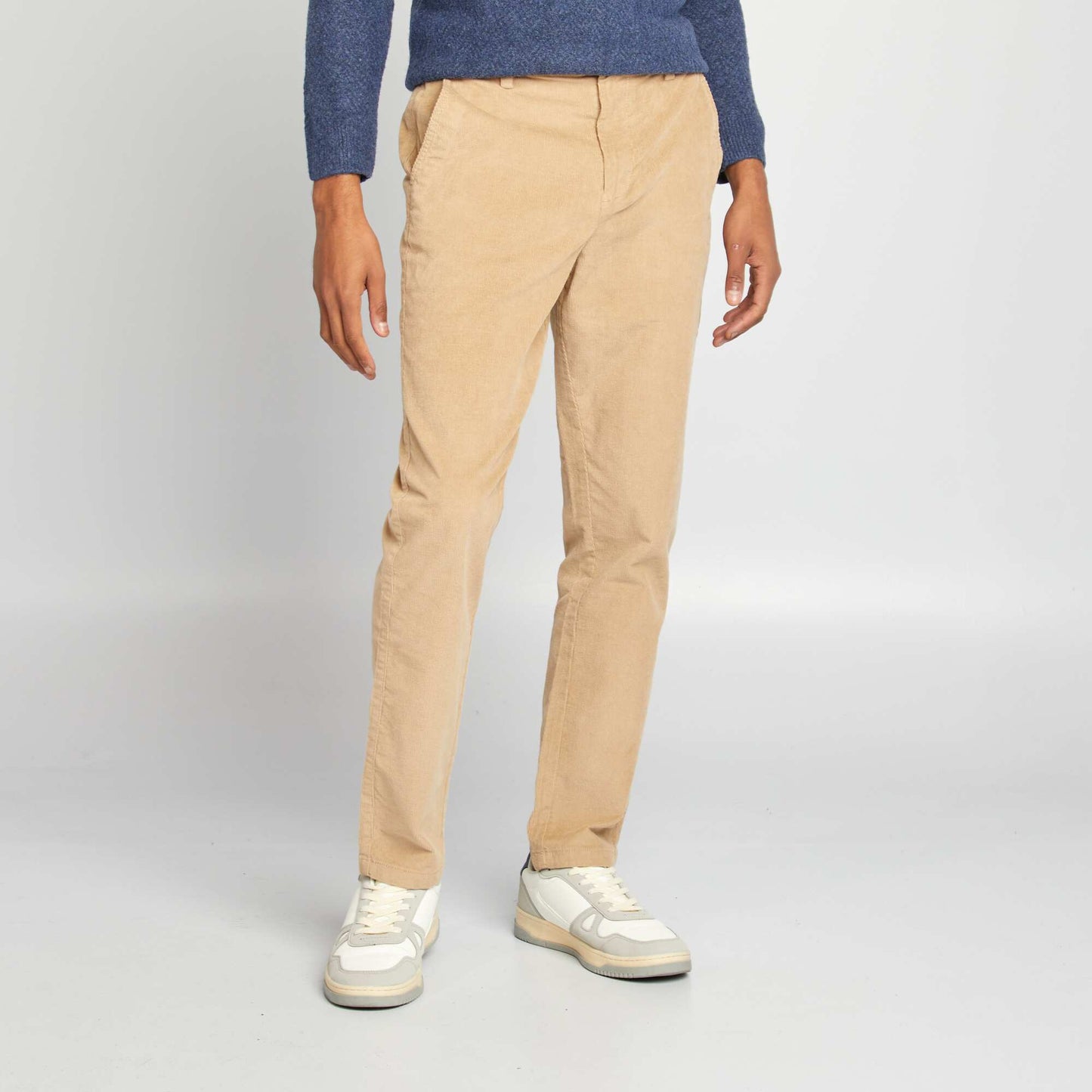 Pantalon chino droit velours Beige