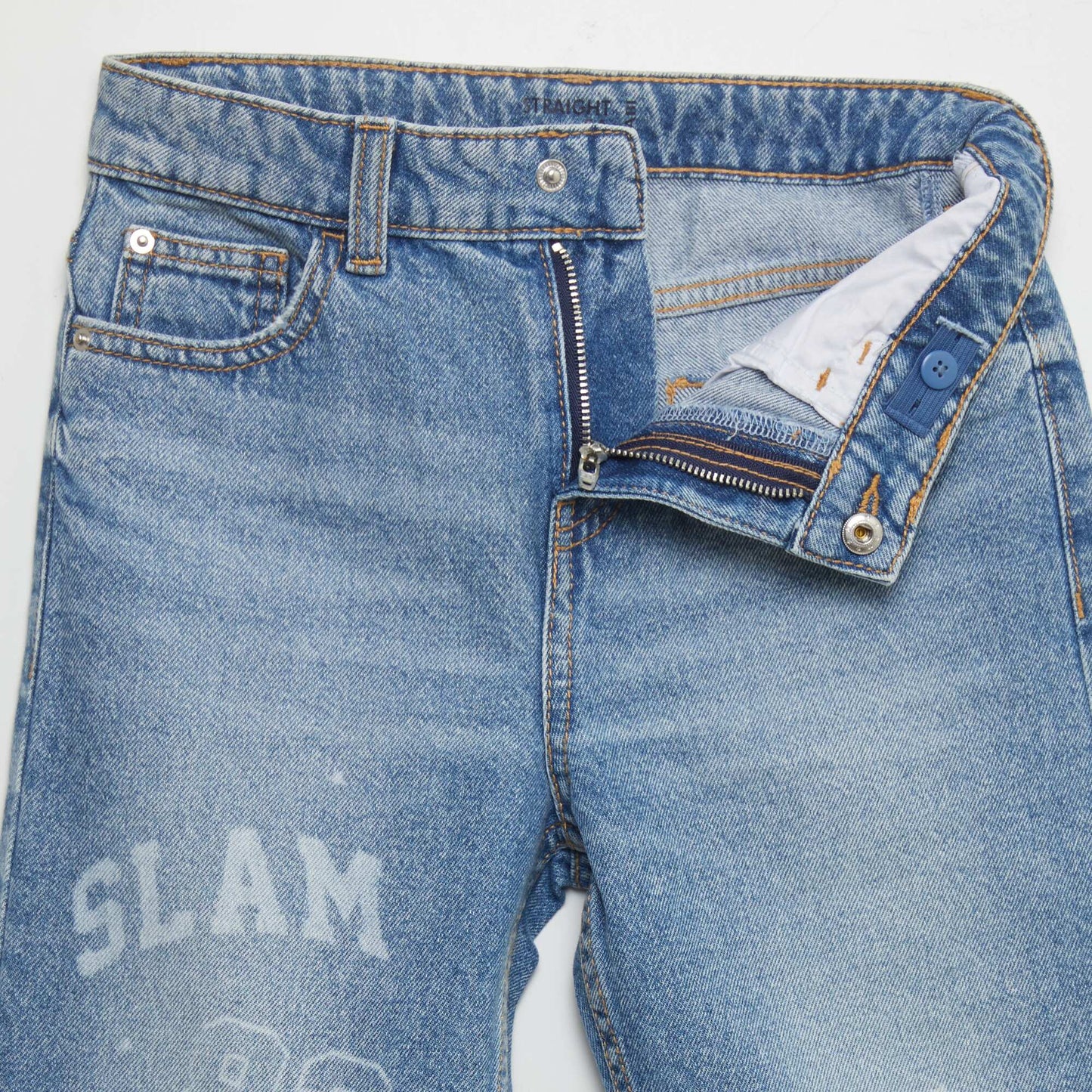 Pantalon en jean avec inscriptions 'Basketball' BLEU