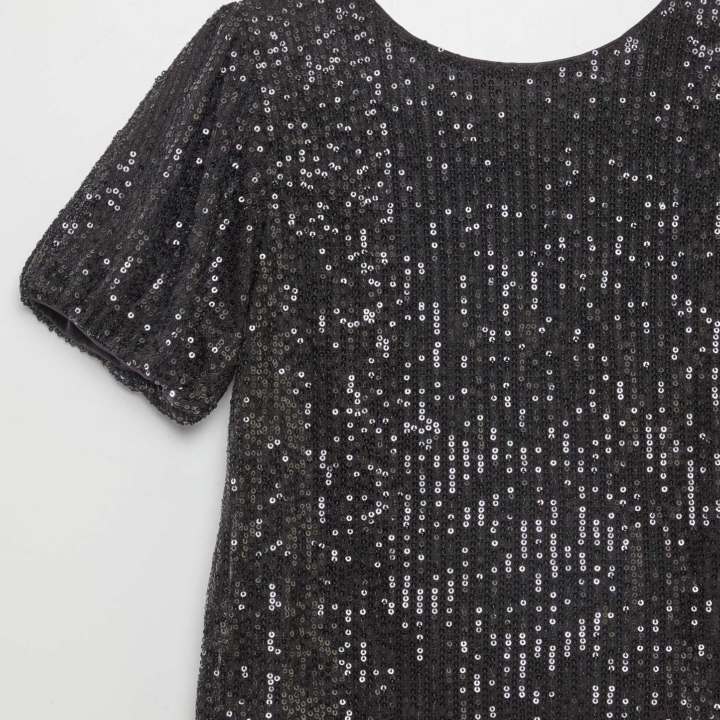 Blouse manches courtes à sequins Noir