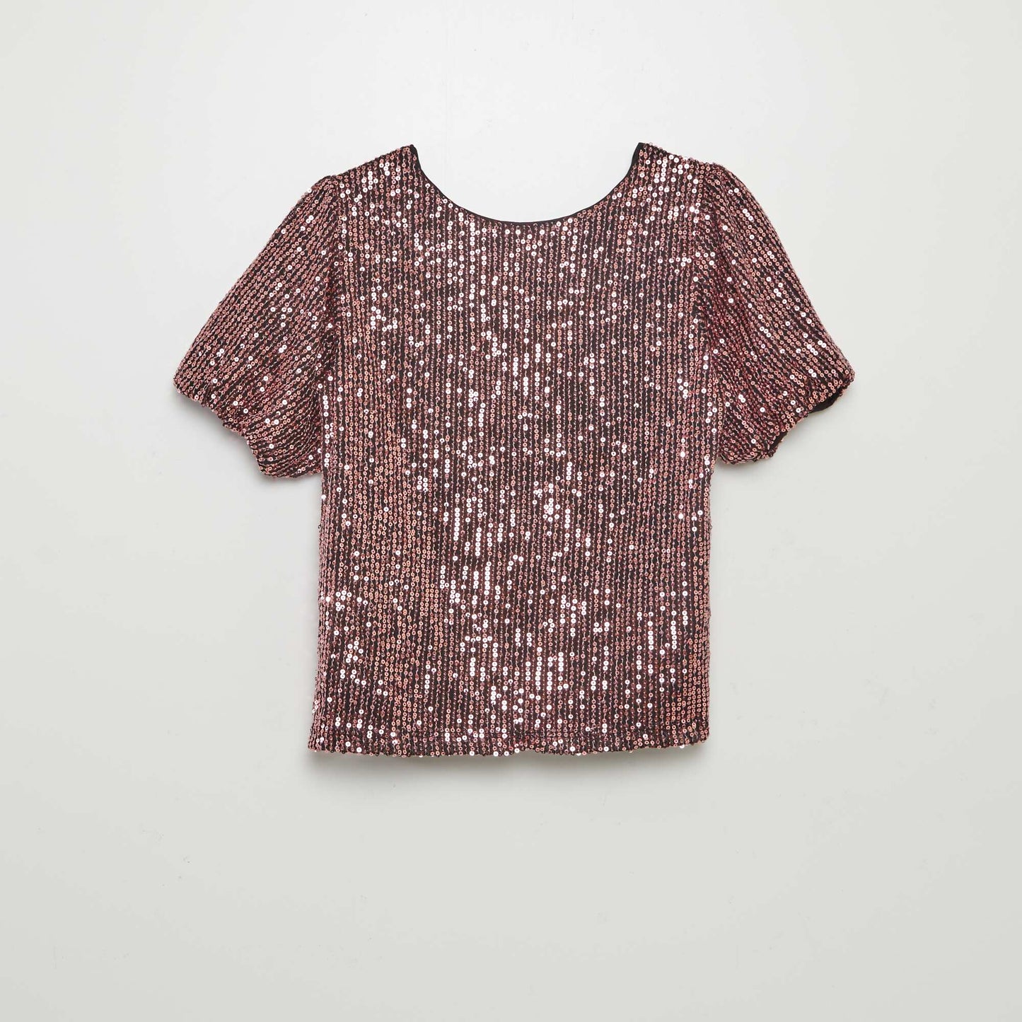 Blouse manches courtes à sequins Rose