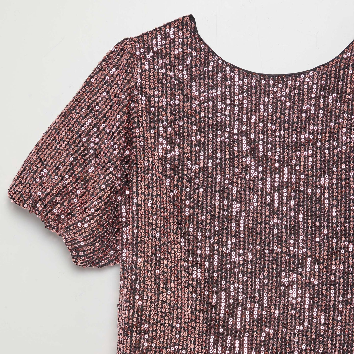 Blouse manches courtes à sequins Rose