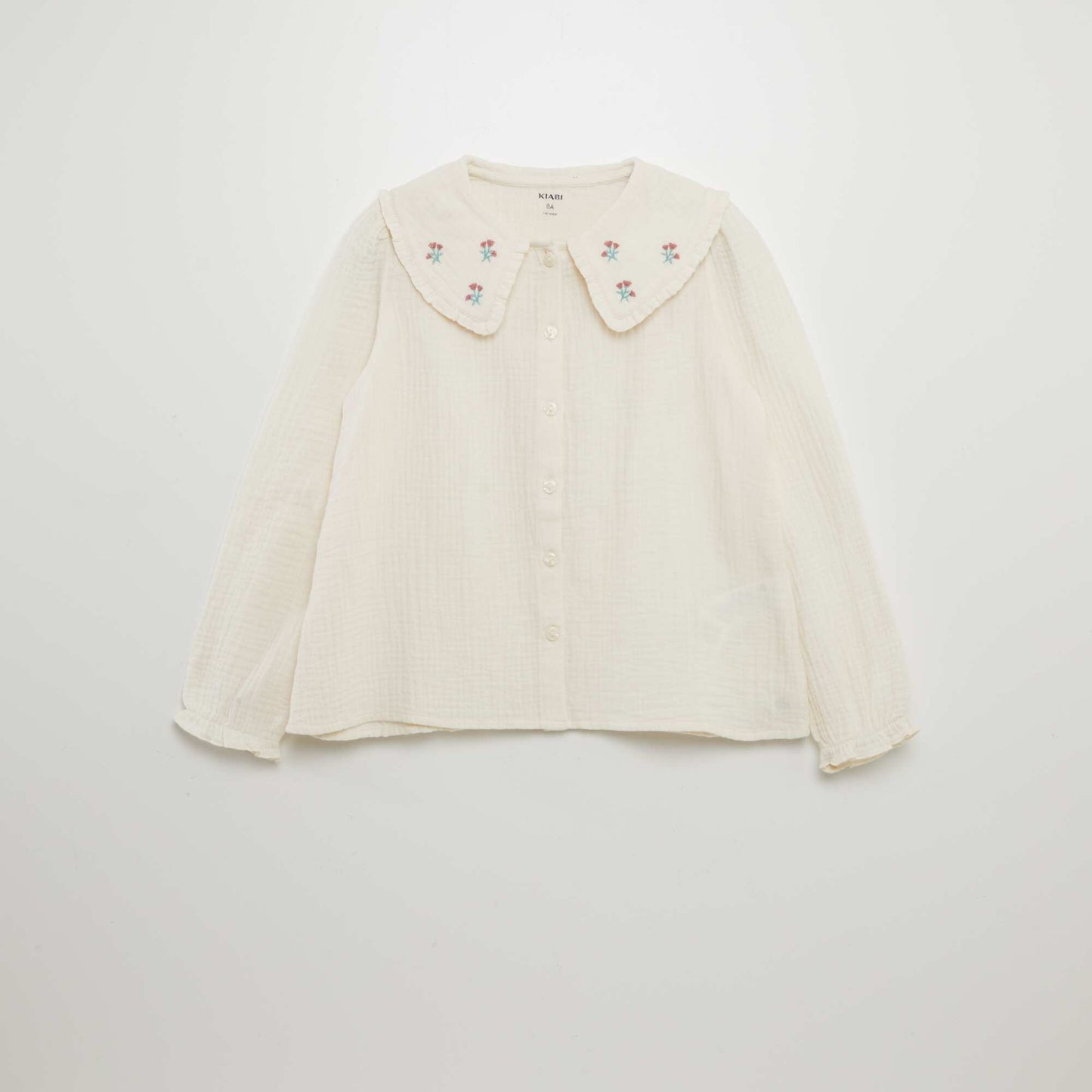 Chemise en double gaze de coton avec col claudine BEIGE