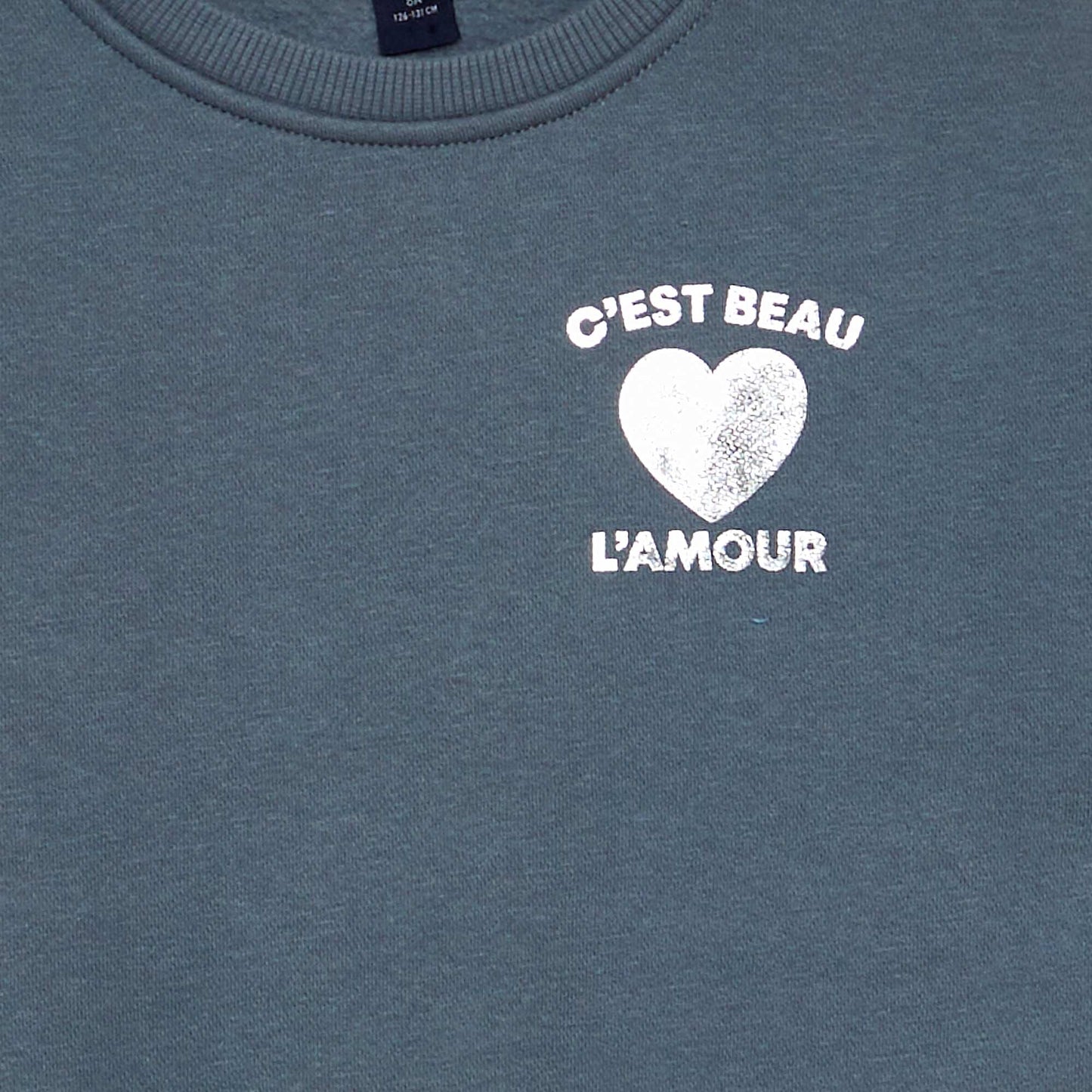 Robe sweat molleton + base plissée 'c'est beau l'amour' - 1 pièce Gris