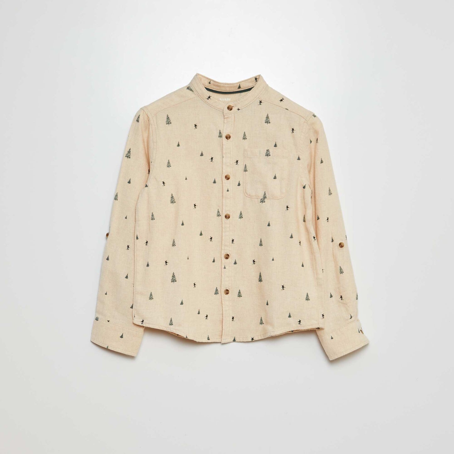 Chemise en flanelle motif 'sapins' Beige