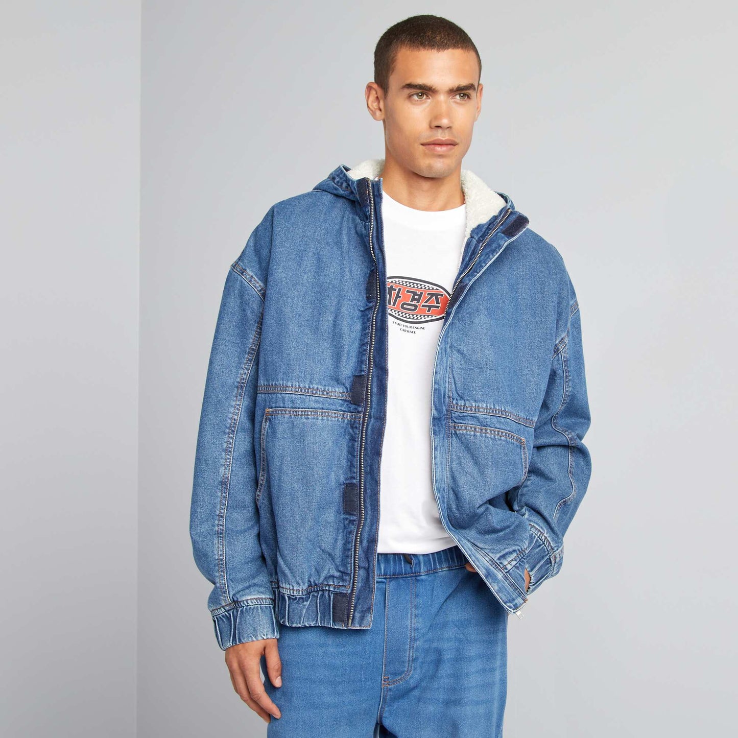 Blouson en jean avec intérieur sherpa Stone