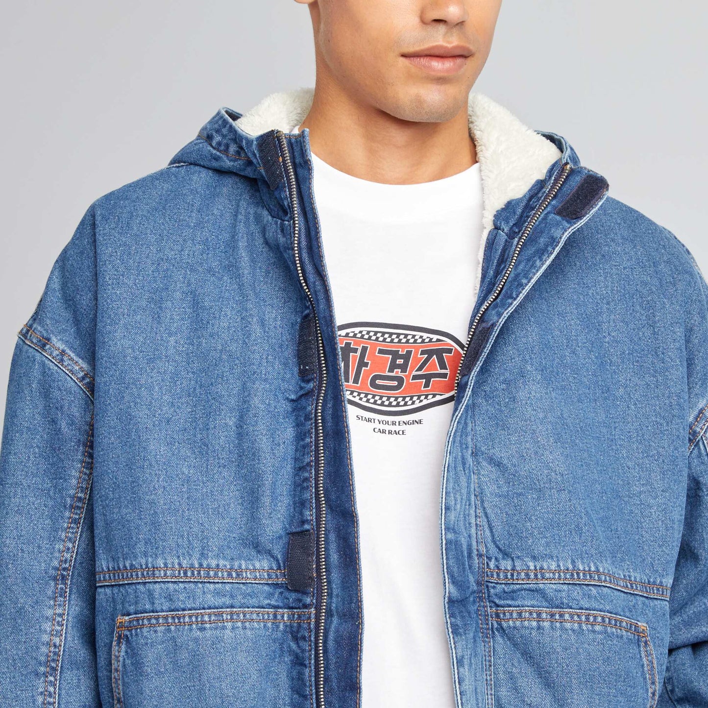 Blouson en jean avec intérieur sherpa Stone