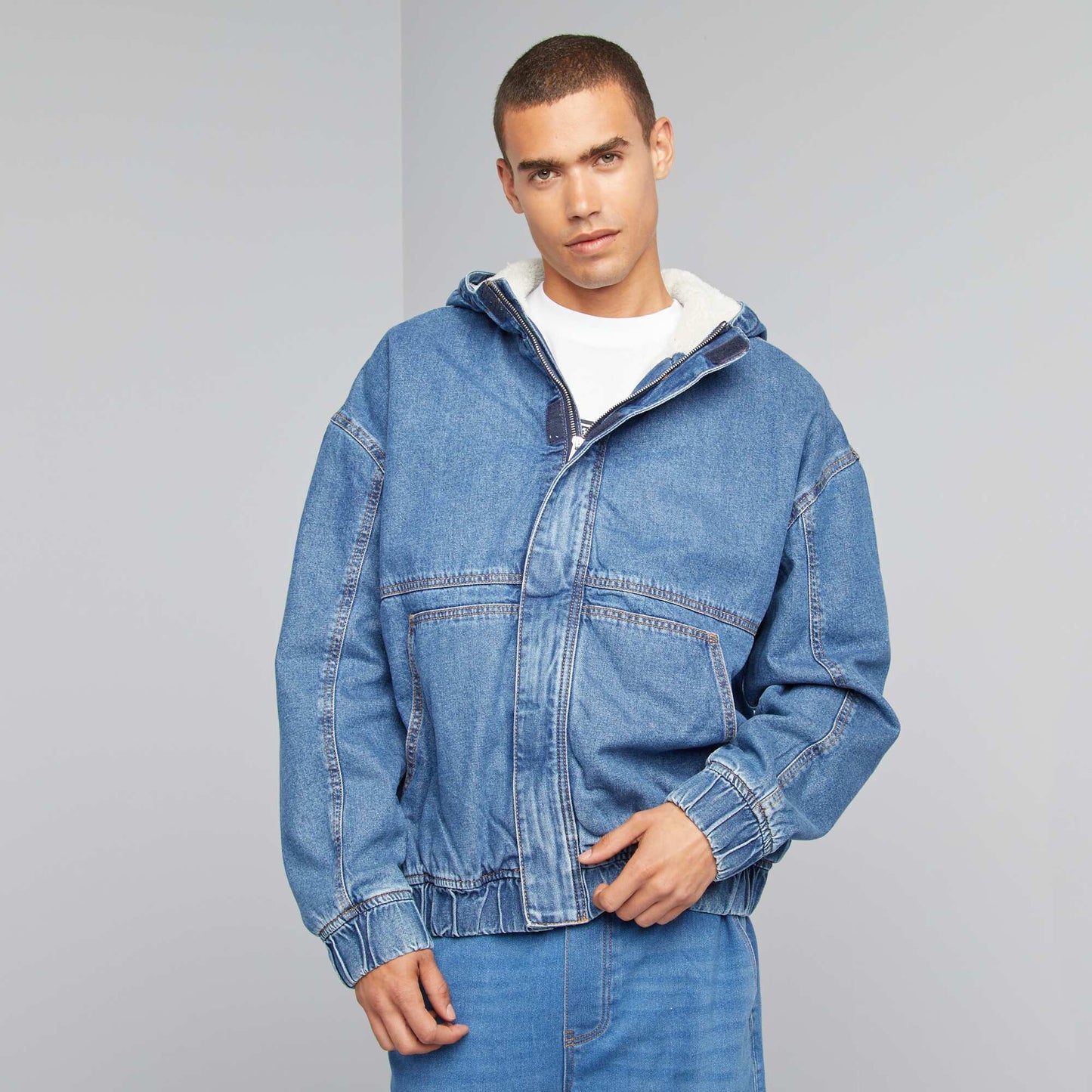 Blouson en jean avec intérieur sherpa Stone