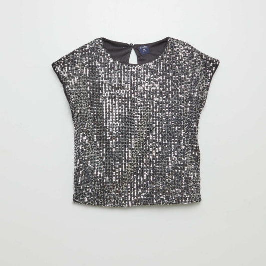 T-shirt en sequins Gris