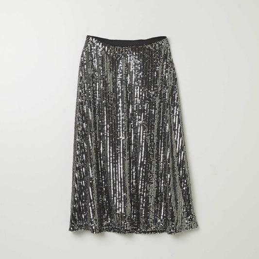 Jupe midi à sequins Gris