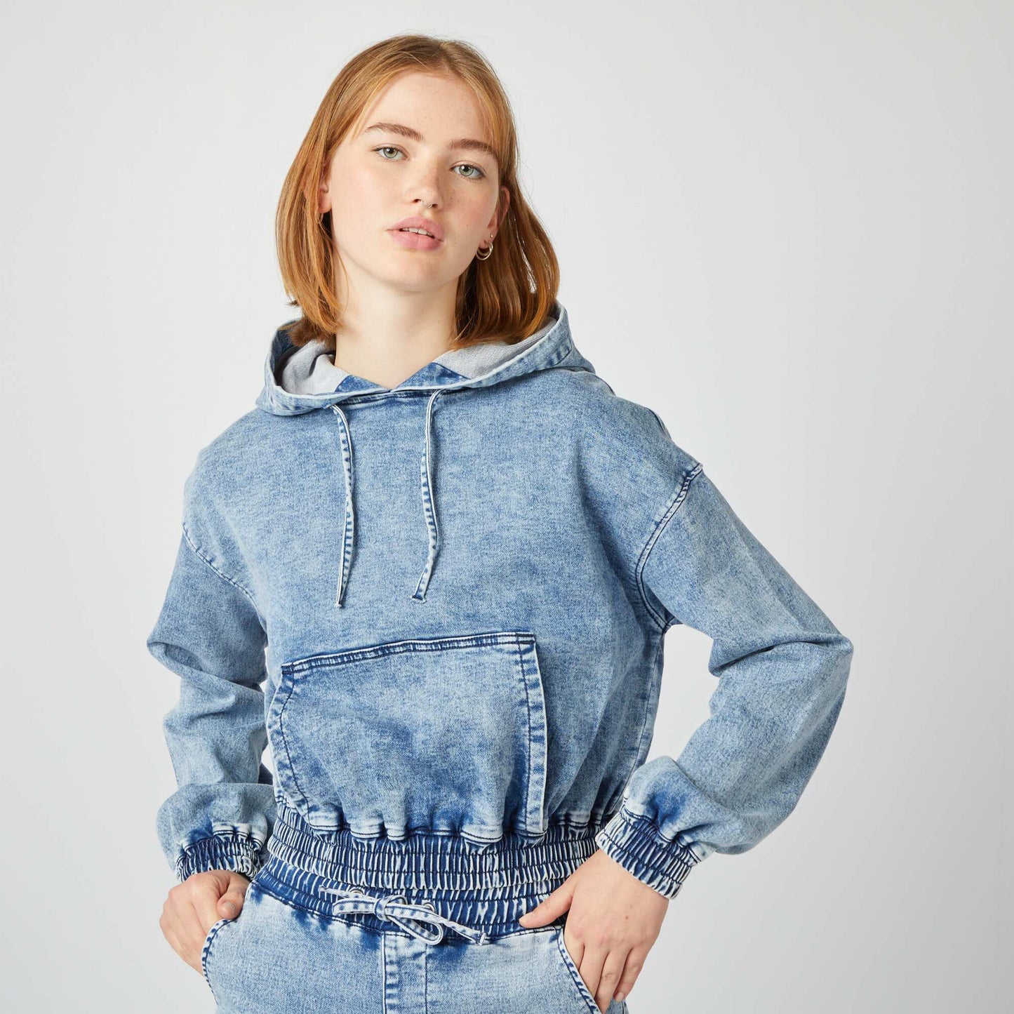 Sweat à capuche en denim Stone