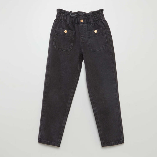 Pantalon denim coupe mom Noir