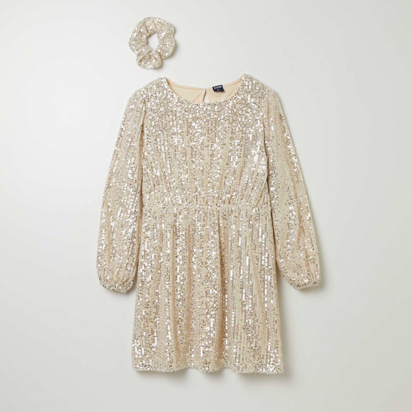 Robe en sequins + chouchou assorti Champagne