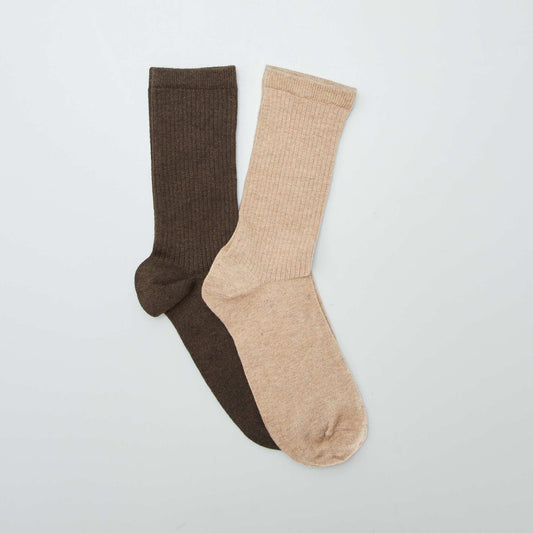 Lot de 2 paires de chaussettes Beige