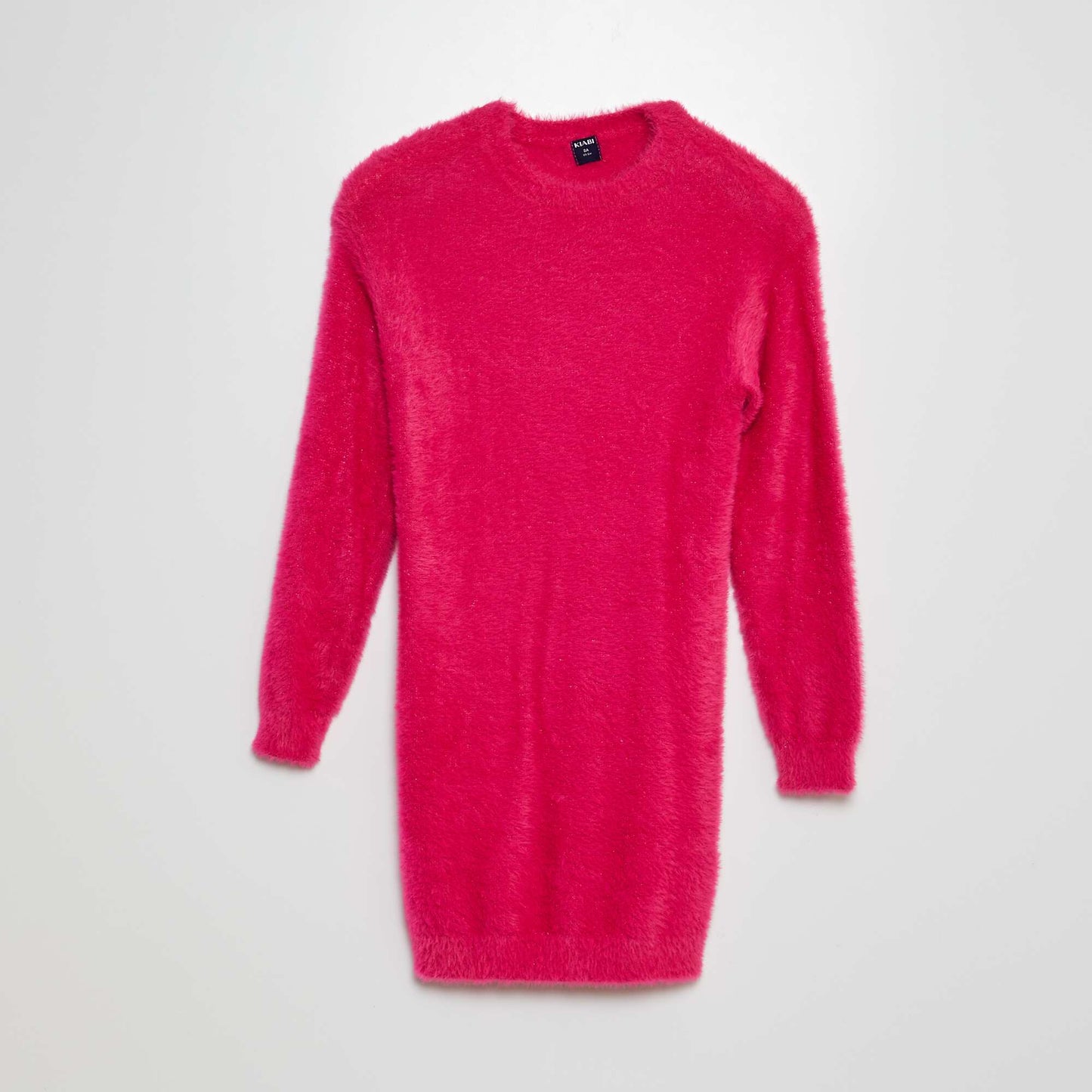 Robe pull en maille poilue Rose