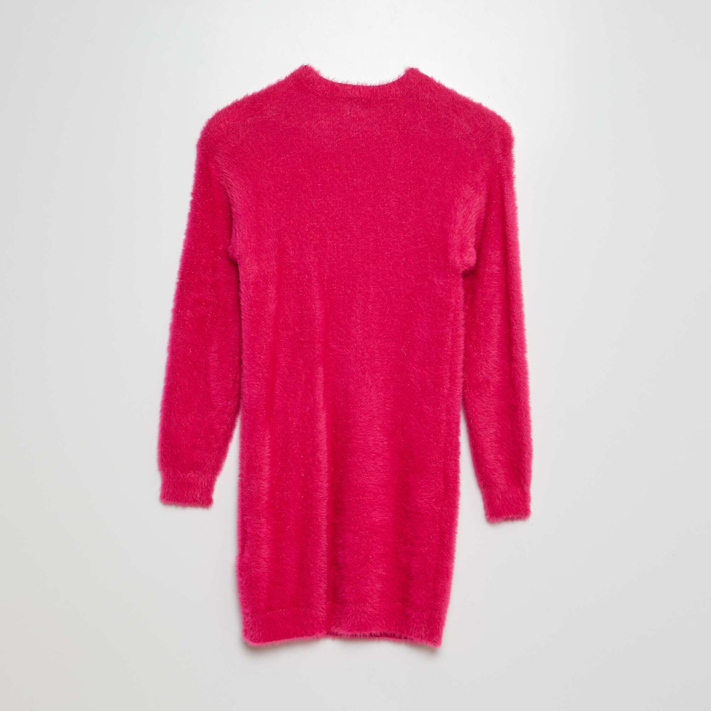 Robe pull en maille poilue Rose