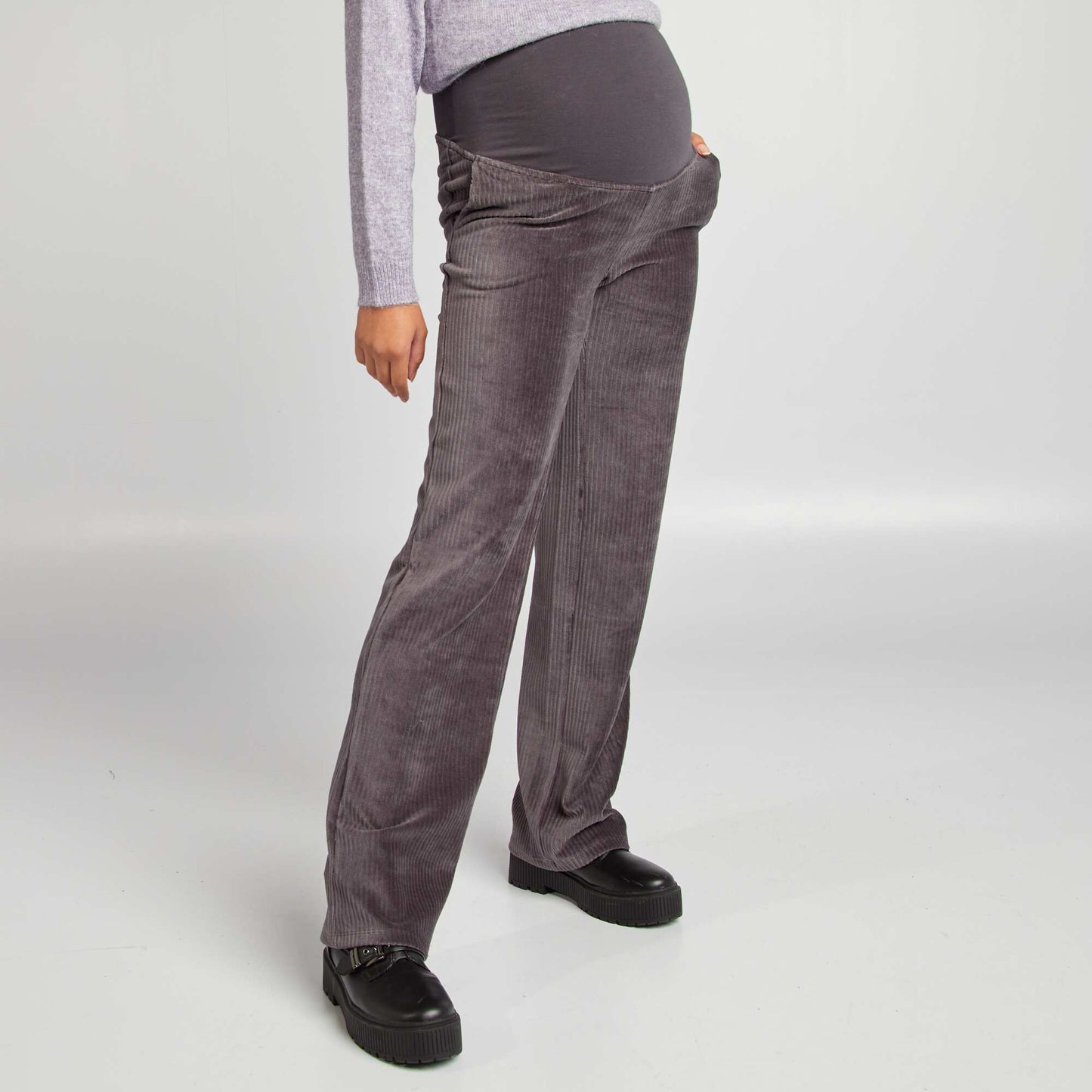 Pantalon maternité velours côtelé Gris taupe