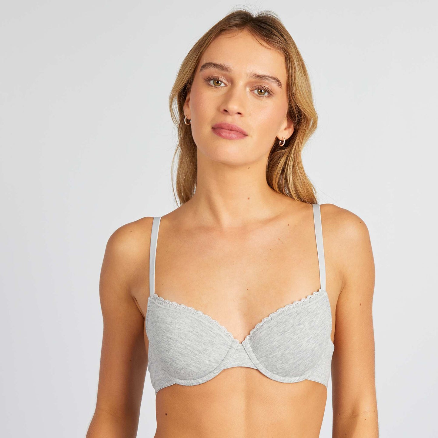 Soutien-gorge paddé coton GRIS CHINé