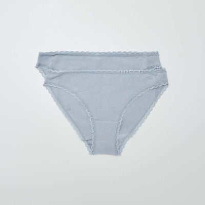 Lot de 2 culottes en coton BLEU GRISé